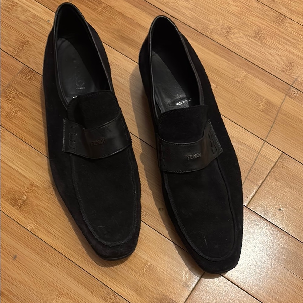 Fendi Elegant Black Suede Loafers